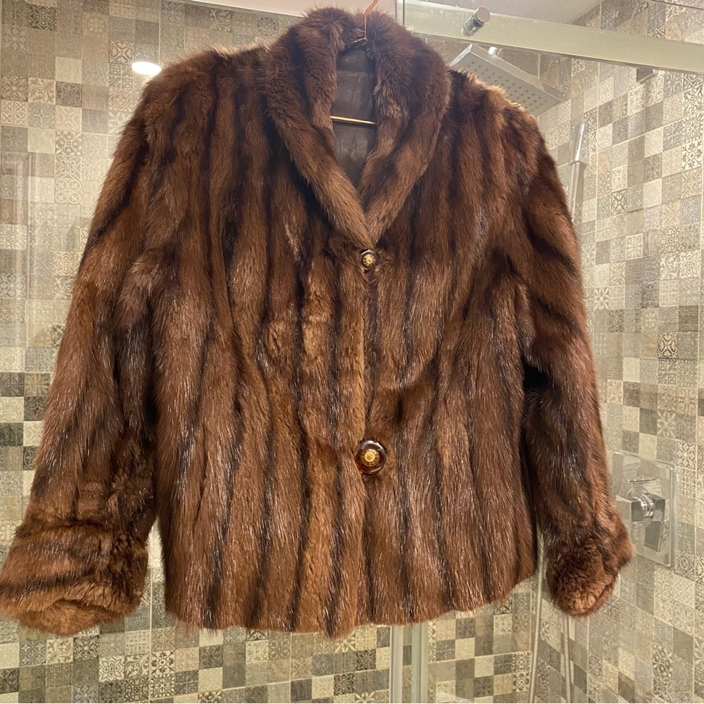 Vintage Real fur jacket. Muskrat fur. Size small-medium